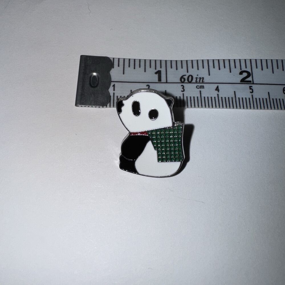 Panda Bear Green Scarf Pin Brooch